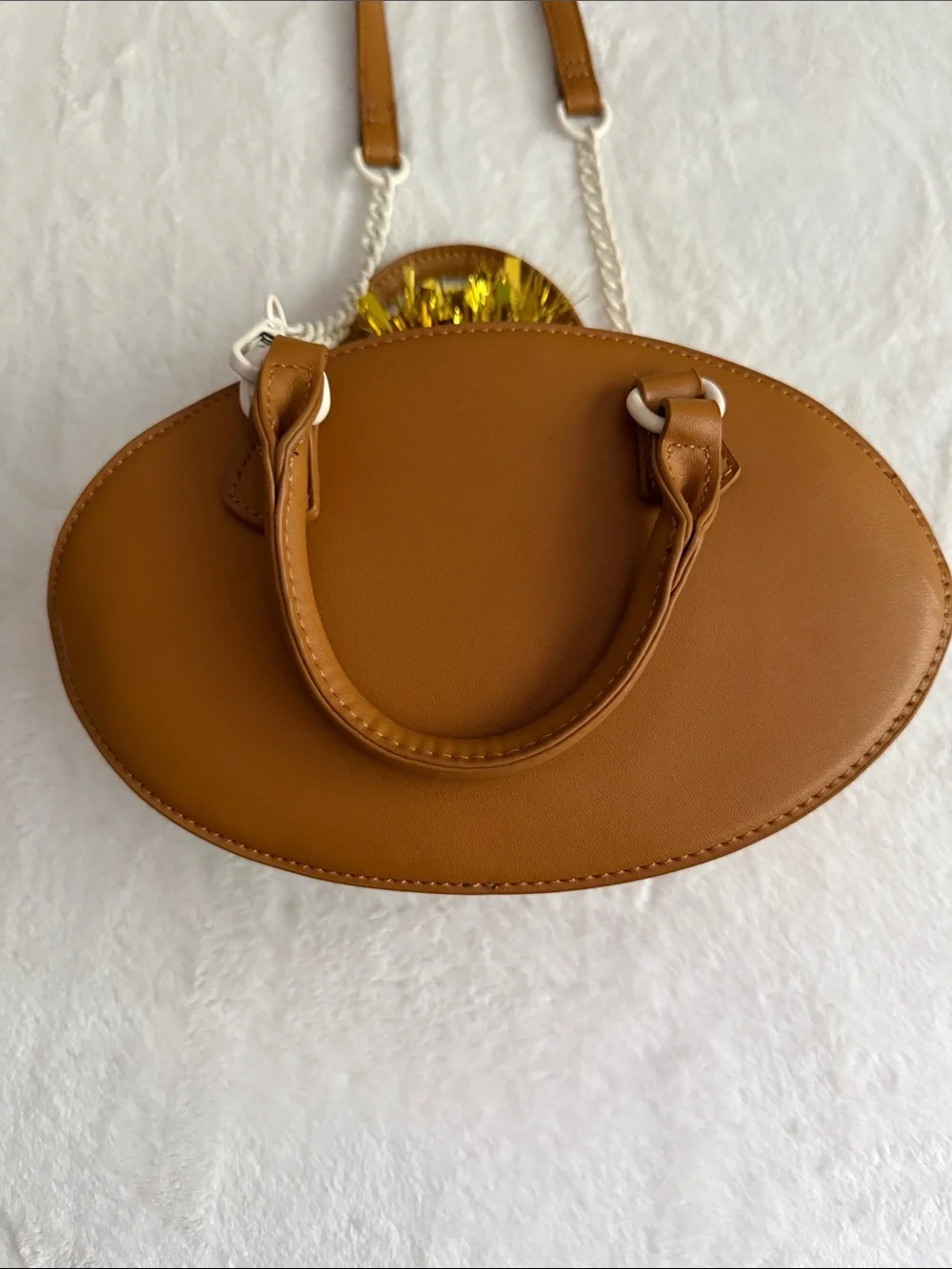 Betsey Johnson Brown and Cream Football Crossbody Bag Viral Tik Tok Purse